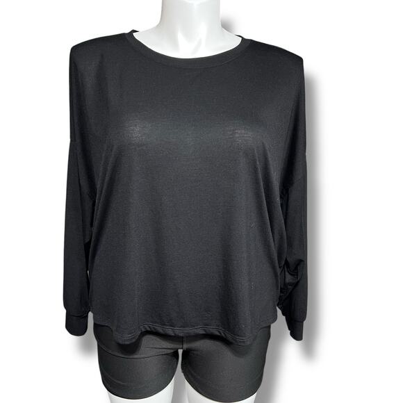 Old Navy Active Womens T Shirt Top Pullover Keyhole Back Long Sleeve Black XXL - Picture 2 of 9
